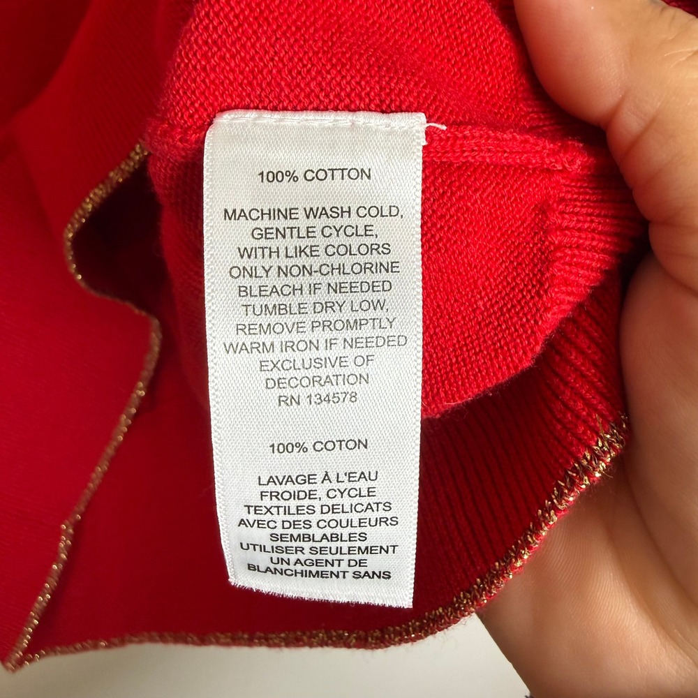 Vineyard Vines Red Velvet Heritage Cotton V Neck Sweater Womens Medium M Whale - Picture 8 of 11